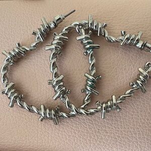 Silver Heart Barbed Wire Earrings
